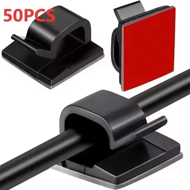 10/20/50PCS Cable Organizer Clips Wire Winder Holder Protector USB Cable Management Adhesive Hooks Desk Clamp For Home Office