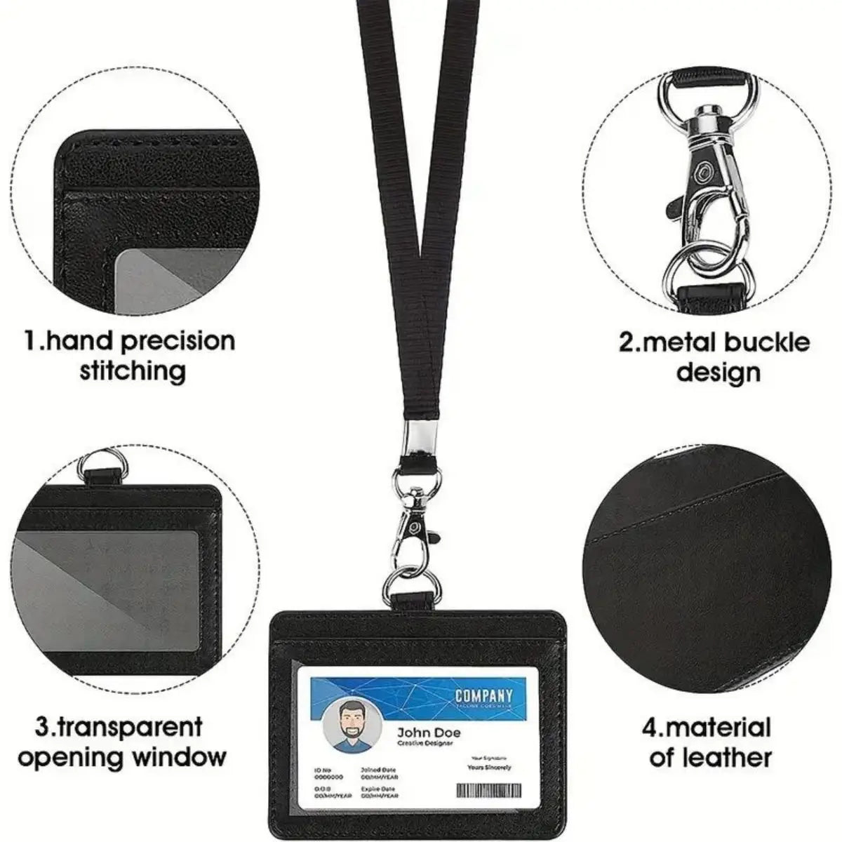 1 PC Horizontal ID Badge Holder with Reinforced ID Lanyard and Upgraded Nylon Rope - for Office, School and Event Use