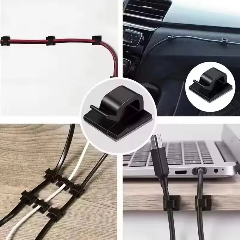 10/20/50PCS Cable Organizer Clips Wire Winder Holder Protector USB Cable Management Adhesive Hooks Desk Clamp For Home Office