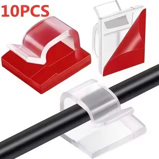 10/20/50PCS Cable Organizer Clips Wire Winder Holder Protector USB Cable Management Adhesive Hooks Desk Clamp For Home Office