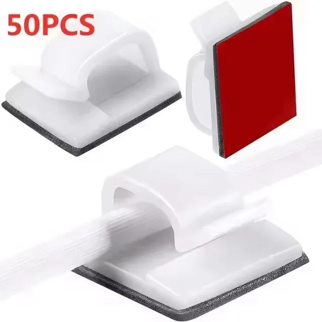 10/20/50PCS Cable Organizer Clips Wire Winder Holder Protector USB Cable Management Adhesive Hooks Desk Clamp For Home Office