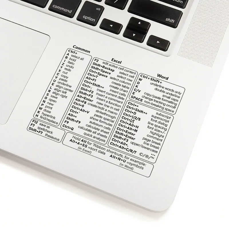 Keyboard Shortcut Stickers, Self-Adhesive Vinyl Decals for Windows Excel Word, Quick Reference Hotkey Labels for Laptop Desktop Computer, Office Gift