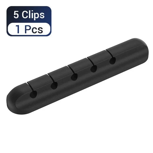 Silicone USB Cable Clip Winder Organizer Round Charger Cord Clips Desk Tidy Management Wire Adhesive Holder Clamp in Home Office