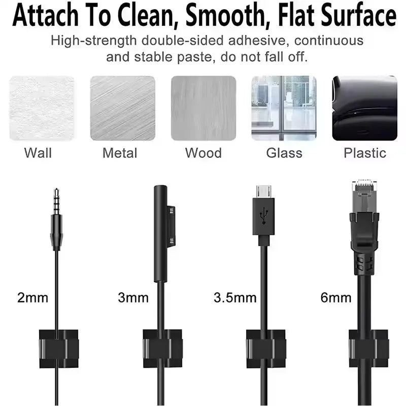 10/20/50PCS Cable Organizer Clips Wire Winder Holder Protector USB Cable Management Adhesive Hooks Desk Clamp For Home Office
