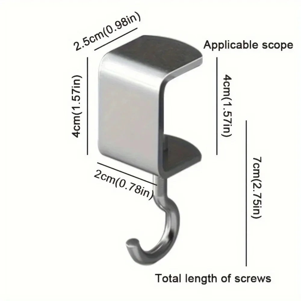 4pcs 360° Rotatable Steel Table Hooks - Detachable, Non-Destructive Installation for Office Desks, School Dormitories