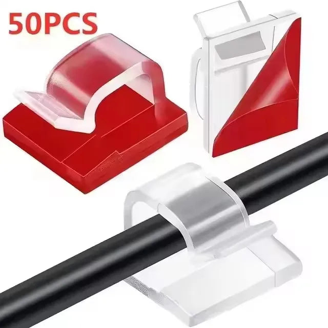 10/20/50PCS Cable Organizer Clips Wire Winder Holder Protector USB Cable Management Adhesive Hooks Desk Clamp For Home Office
