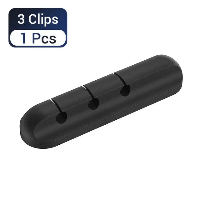 Silicone USB Cable Clip Winder Organizer Round Charger Cord Clips Desk Tidy Management Wire Adhesive Holder Clamp in Home Office