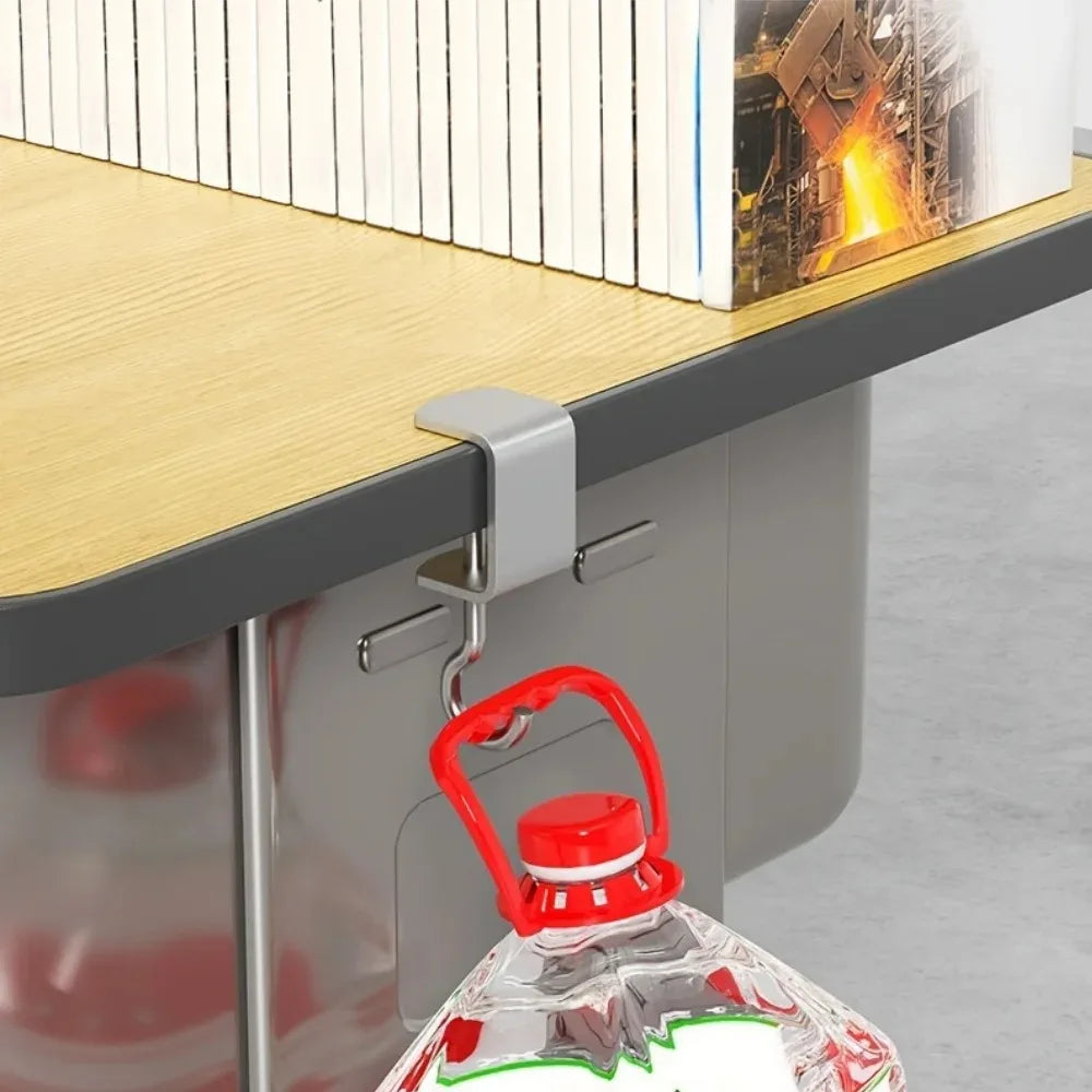 4pcs 360° Rotatable Steel Table Hooks - Detachable, Non-Destructive Installation for Office Desks, School Dormitories