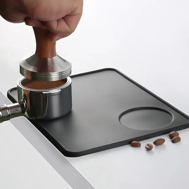 Anti-skid Coffee Tamper Mat Food Grade Silicone Pad Espresso Coffee Tamping Corner Black Thicken Mat for Office Bar Shop