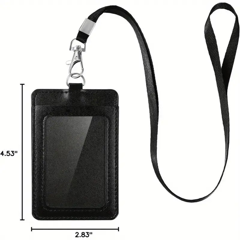 1 PC Horizontal ID Badge Holder with Reinforced ID Lanyard and Upgraded Nylon Rope - for Office, School and Event Use