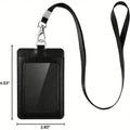 1 PC Horizontal ID Badge Holder with Reinforced ID Lanyard and Upgraded Nylon Rope - for Office, School and Event Use