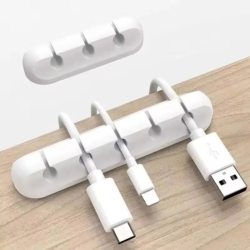 Silicone USB Cable Clip Winder Organizer Round Charger Cord Clips Desk Tidy Management Wire Adhesive Holder Clamp in Home Office