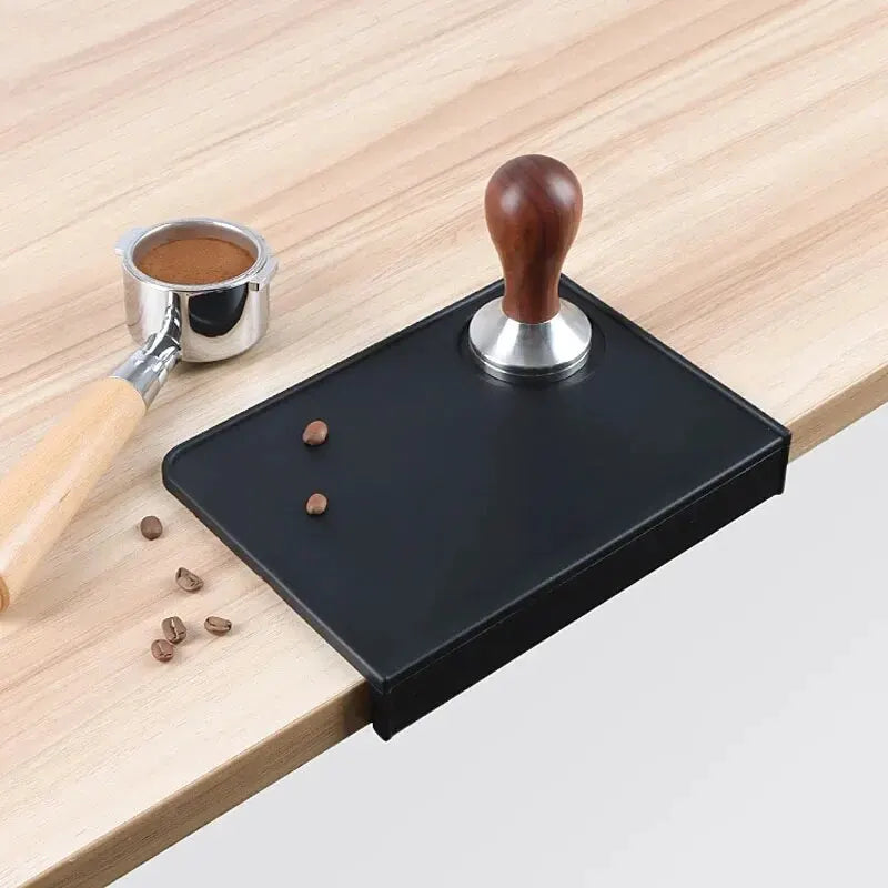 Anti-skid Coffee Tamper Mat Food Grade Silicone Pad Espresso Coffee Tamping Corner Black Thicken Mat for Office Bar Shop